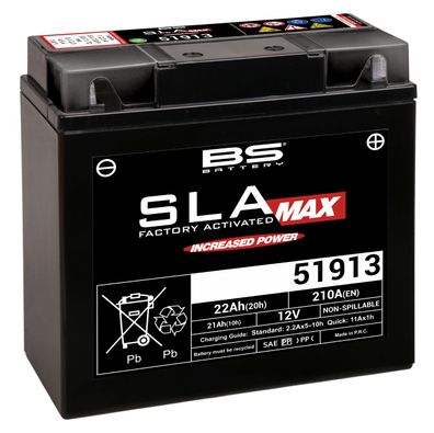 BS SLA MAX Batterie 51913 wartungsfrei SS (super sealed) startverstärkt