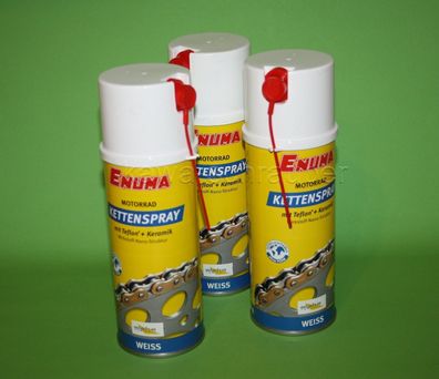 3x Enuma Kettenspray Kettenfett weiss 400ml Keramik Teflon