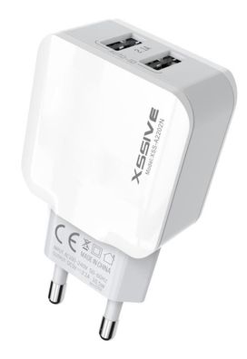Wandladegerät 2x USB Anschluss 2.1A + 1m iPhone Ladekabel weiß