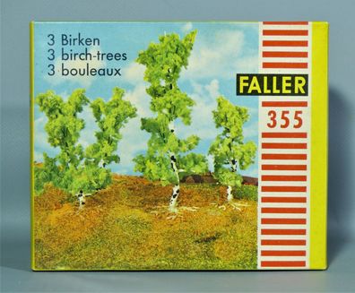 Faller H0 355 Baumpackung 3 Birken Bäume Fertigmodelle 50er/60er Jahre NEU große OVP