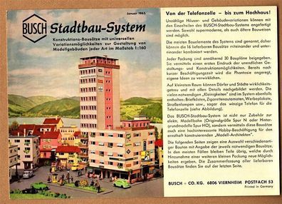 Busch H0 Prospekt Katalog Faltblatt Januar 1965 Stadtbau-System DIN A5 Querformat