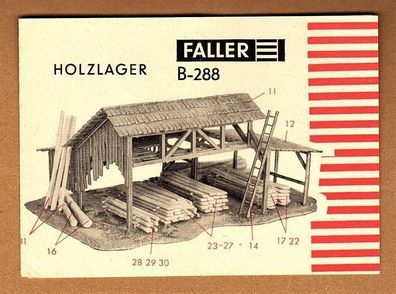 Faller H0 Anleitung Bauanleitung Instruction B-288 Holzlager Holzscheune