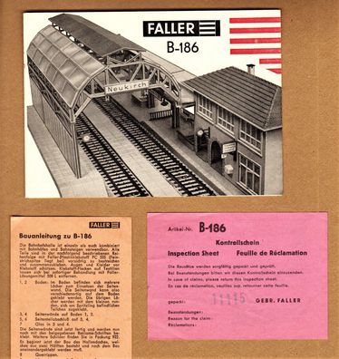 Faller H0 Anleitung Bauanleitung Text & Bild Kontrollzettel B-186 Bahnhofshalle Glas