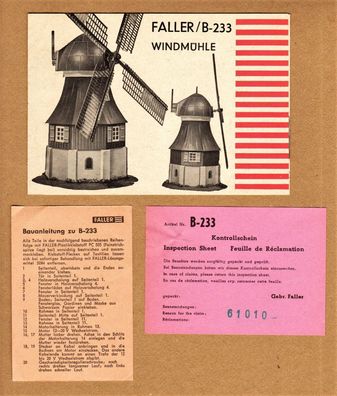 Faller H0 Anleitung Bauanleitung Text & Bild Kontrollzettel B-233 Windmühle