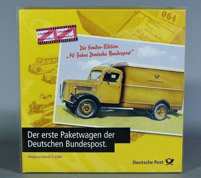 Brekina H0 Post 50 Jahre Sonderset Erster Paketwagen Bundespost Briefmarke NEU OVP