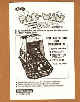 Arxon Pac-Man Pacman Arcade-Spiel Videospiel Spielanleitung Spielautomat 1981