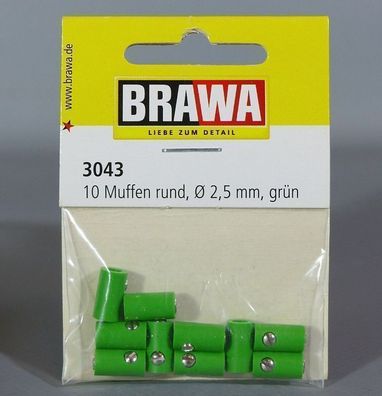 Brawa 3043 10 Muffen rund 2,5mm grün NEU OVP