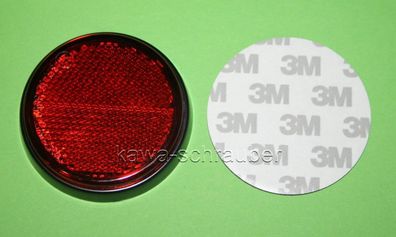 Motorrad Reflektor rot rund 60mm selbstklebend E-geprüft
