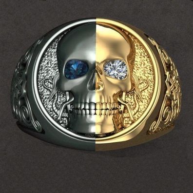 Herren Ring, Cooler Schädel Skull Unisex Ring (CM407)