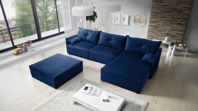 FURNIX Polstersofa in L-Form ELONE SYSTEM 2 Couch mit Sitzbank RL22 Dunkelblau