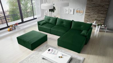 FURNIX Polstersofa in L-Form ELONE SYSTEM 2 Couch mit Sitzbank RL25 Dunkelgrün