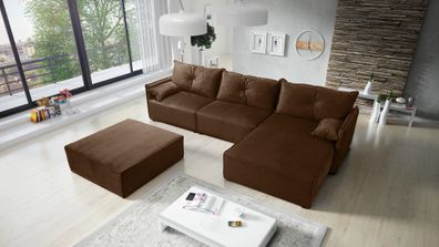 FURNIX Polstersofa in L-Form ELONE SYSTEM 2 Couch mit Sitzbank VLT14 Braun