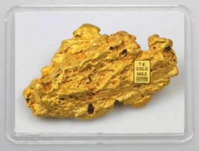 Valcambi 1 Gramm Gr. 999.9 Goldbarren Gold Goldnugget in Motivbox mit Zertifikat