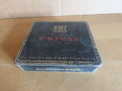 alte Blechdose eckig klein Halpaus Cigaretten-Fabrik / ca. 8,5x7,5 cm