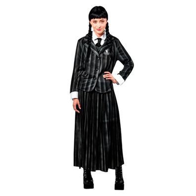 Damen The Addams Family Wednesday Cosplay Kostüm Streifen Uniformen Set