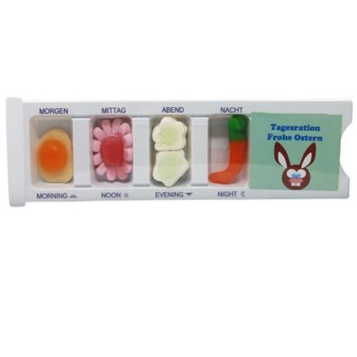 Tablettenbox Frohe Ostern Osterhase mit Fruchtgummi Scherzartikel 25g