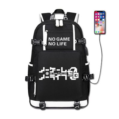 Anime No Game No Life Sora Shiro USB Rucksack Damen Reise Backpack 30x15x47cm