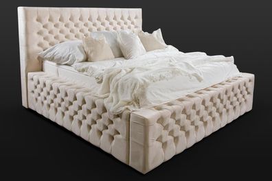 Luxus Bett Chesterfield Samt Betten Textil Doppel Hotel Möbel 140x200