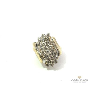 14 kt Gold Brillant Ring mit 1.60 ct Diamanten - Gr 48 EU