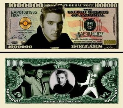 Elvis Presley 1 Million Fake Dollar, schöner Souvenier Schein (CM433)