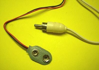 Kabel Cinchstecker auf Clip 9V Block Batterie Anschlusskabel 1m