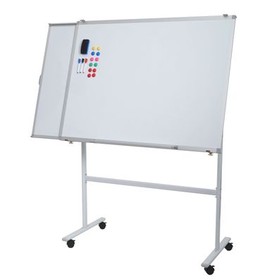 Whiteboard HWC-C85b, mit ausziehbarer Tafel Magnettafel, mobil rollbar inkl. Zubehör