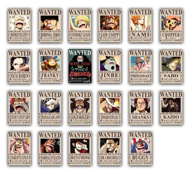 One Piece Wanted Steckbriefe / Poster / Anime / Neu