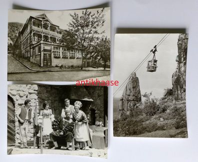 3 DDR Ansichtskarten AK Thale Bergtheater Schwebebahn Haus Brunhilde