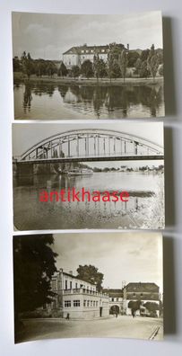 3 DDR Ansichtskarten AK Alsleben FDGB Schule Aktivist Saalebrücke Schiff