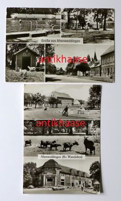 2 DDR Ansichtskarten AK Mehrbild Altenweddingen Freibad Konsum Kaufhaus