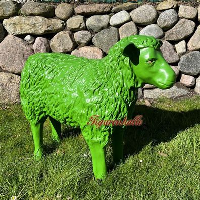 Schaf Dekofigur Aufstellfigur Garten Deko Schäfchen Figur Außendeko grün Pop Art neu