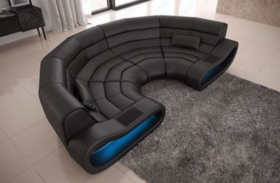 Ledersofa ConceptT U Form Bigsofa Designersofa Ledersofa mit LED Couch & USB Anschl.