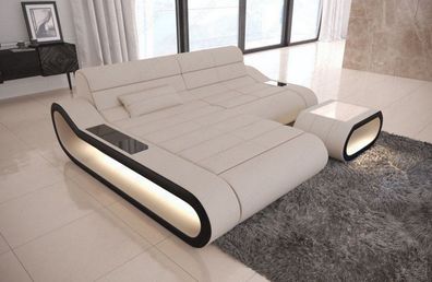 Ecksofa Concept L Form kurz Designersofa Sofa Webstoff o. Mikrofaser -LED Licht & USB