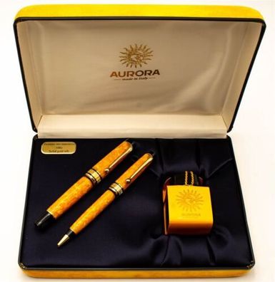 Aurora Sole Optima Limited Edition Füller + Kugelschreiber 18K B Giallo Arancion
