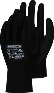 Leibwächter Onyx, Recycle Polyester Handschuh mit Nitril Beschichtung Nr. HRLW580