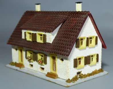 Faller H0 254 Siedlungshaus Doppelhaus Werks-Fertigmodell Mischbau Holz Masse 50er