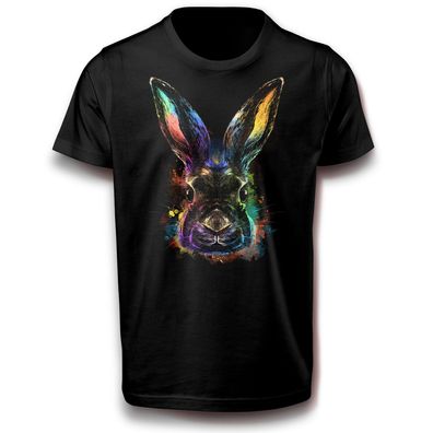 Hase Haustier buntes Kaninchen T-Shirt 122 - 3XL Baumwolle Spaß Lustig Geschenkidee