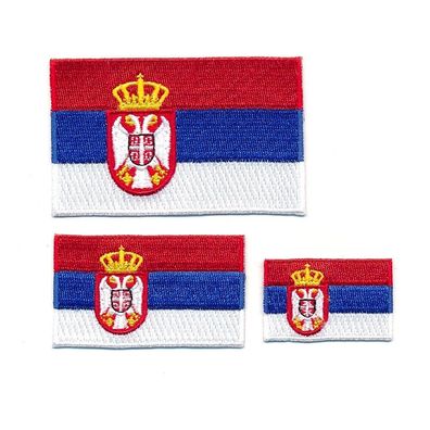 3 Republik Serbien Belgrad Flaggen Flags Patches Aufnäher Aufbügler Set 1231