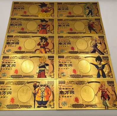 10er Sammler Set Goldfolie Banknote Anime Drachenball (CM490)