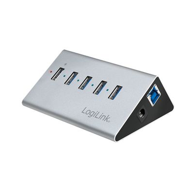 USB3.0 HUB 5Port LogiLink SuperSpeed 1x USB Power passiv Silver Version 5.0