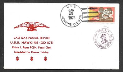 Schiffspost USA USS Hawkins DD 873 Last Day Postal Service