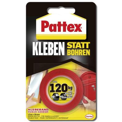 Pattex Kleben statt Bohren extra stark 120kg doppelseitig Klebeband 1,5m x 19mm