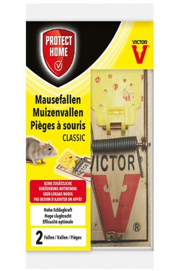 Protect Home Mausefallen Classic Holz Klassische Schlagfalle 2 Stück