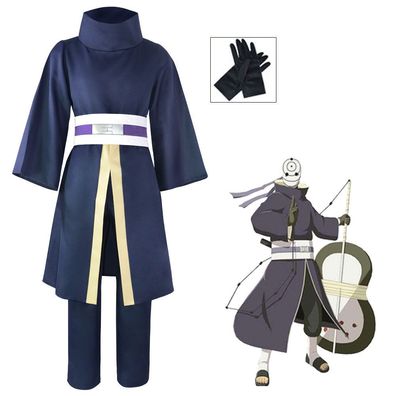 Herren Damen Naruto Obito Uchiha Kimono Cosplay Kostüm Anime Cos Set
