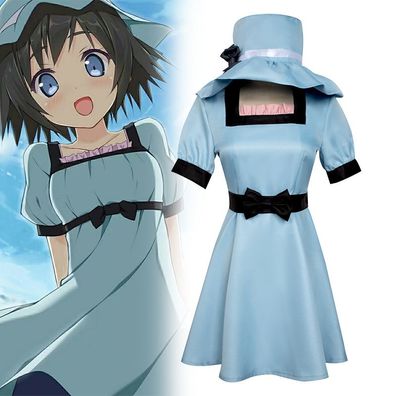 Anime Steins Gate Shiina Mayuri Cosplay Kostüm Damen Kleid Fischerhut Set