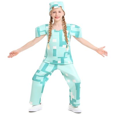 Kinder Minecraft Steve Cosplay Kostüm Jungen Mädchen Halloween Party Outfits S-XL