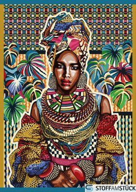 Stoff Wandbild Panel Polyester Baumwolle Gobelin Afrikanische Schönheit 100 x 70