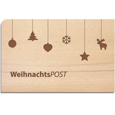 Holzpost Postkarte aus Buchen- oder Birkenholz "WeihnachtsPOST"