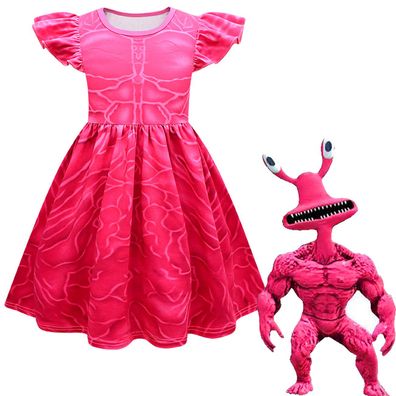 Mädchen Rainbow Friends ROBLOX Cosplay Kostüm Pink Monster Kinder Kleid