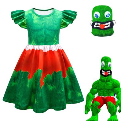 Kinder Roblox Rainbow Friends Grün Monster Cosplay Kostüme Halloween Kleid Gr.110-160